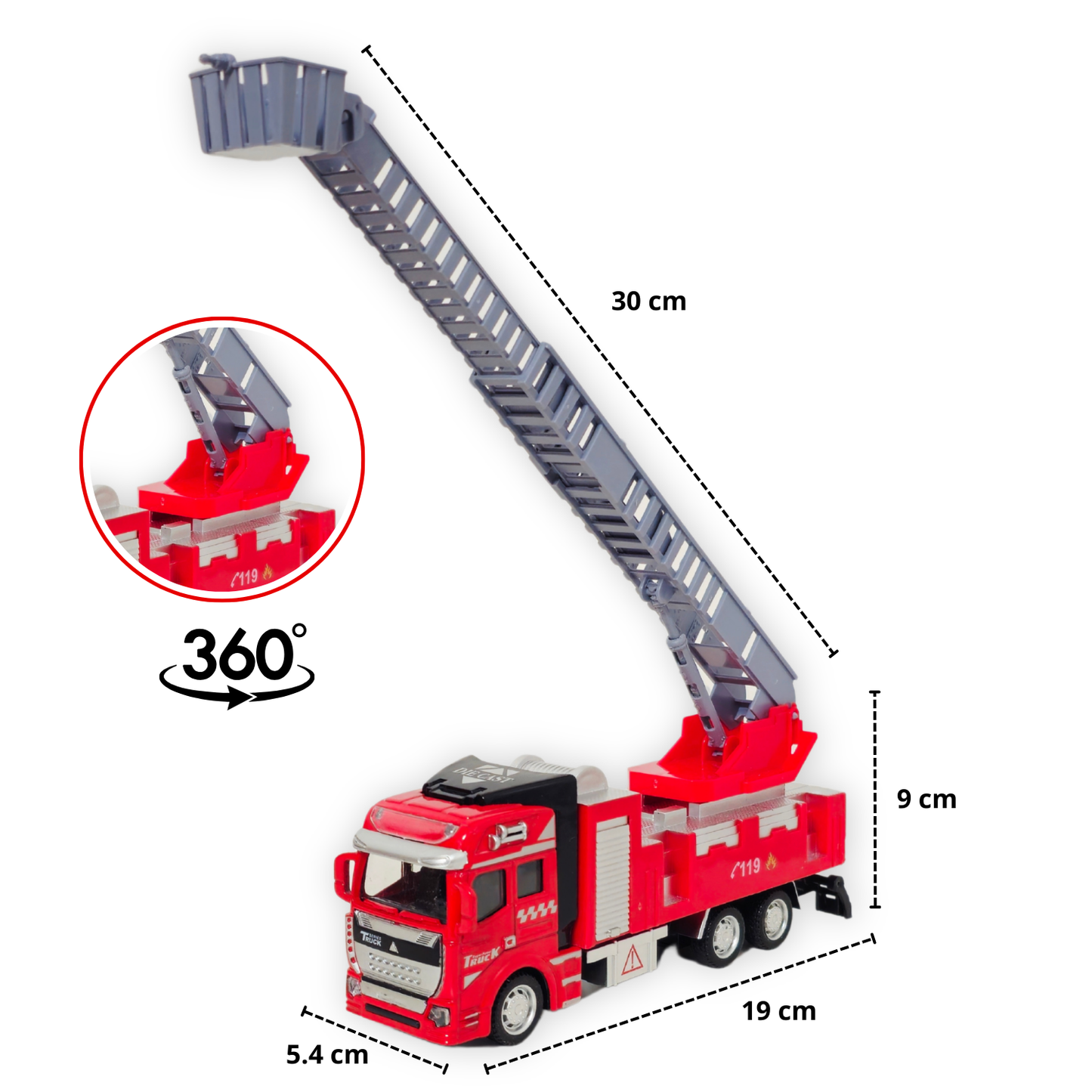 Masina de Pompieri cu Scara 30 cm