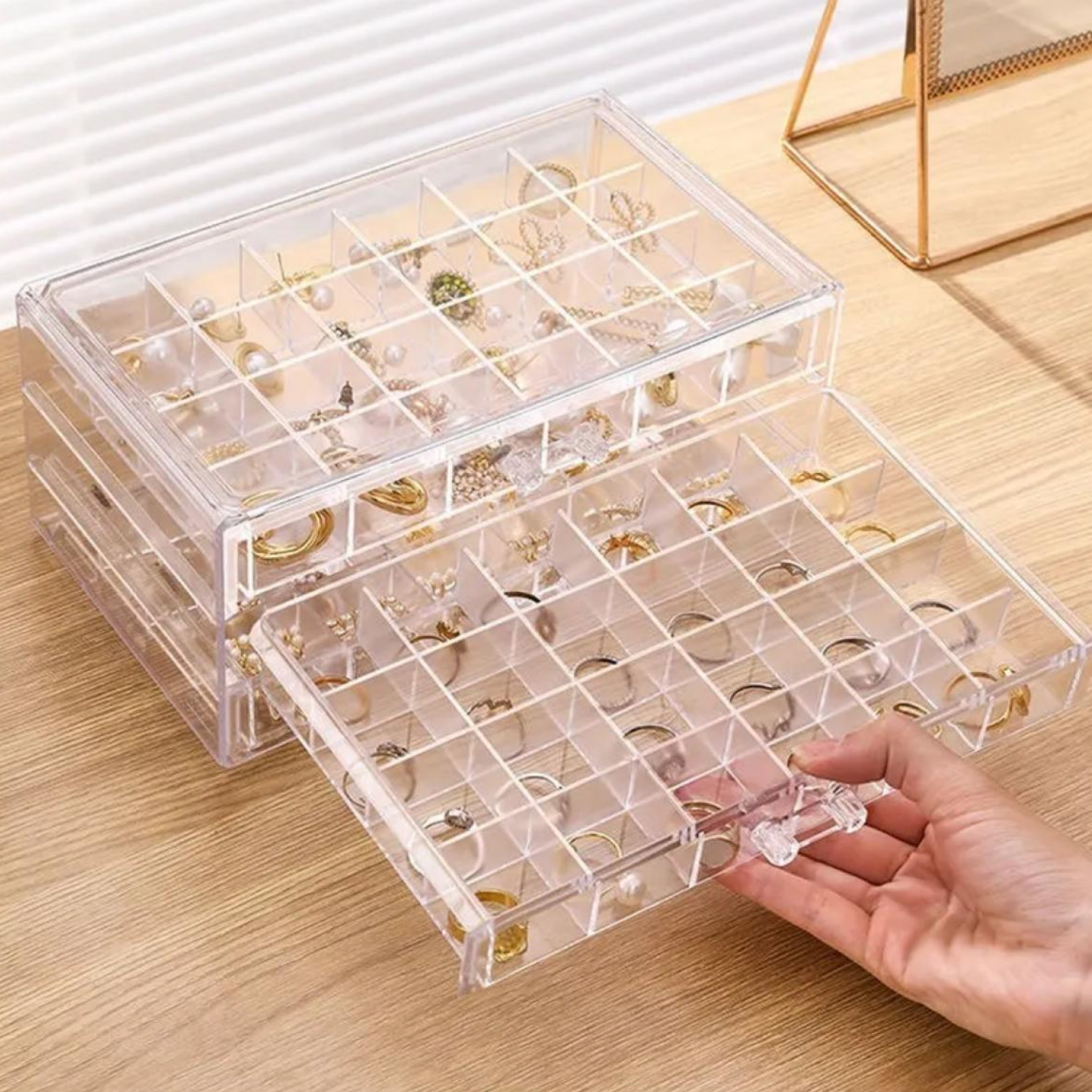 Cutie bijuterii acrilică, 3 sertare,